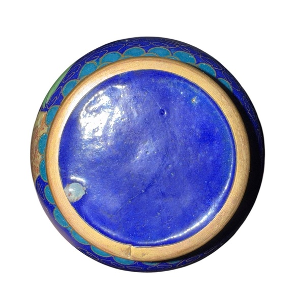 Vintage Cloisonné Enamel Vase – Blue Floral Design - Picture 6 of 8